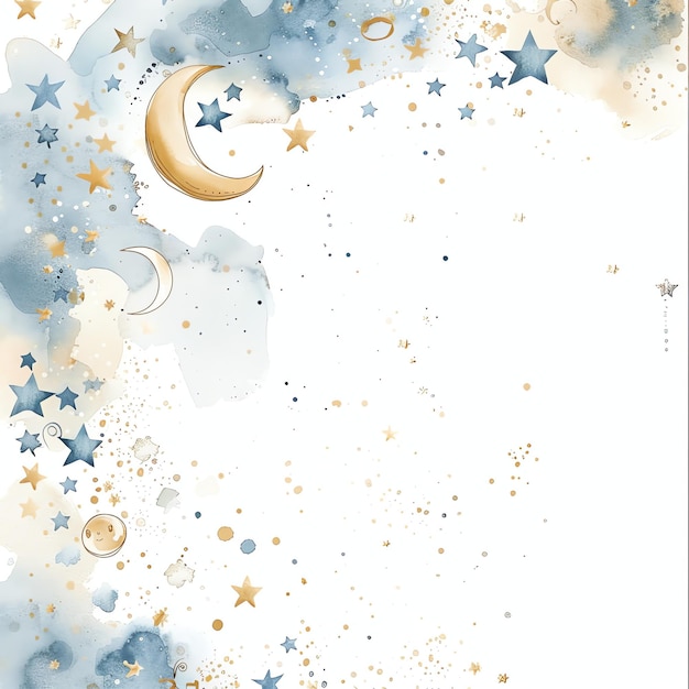 galaxy border for baby nursery watercolor illustration