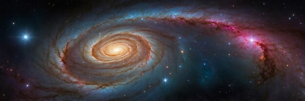 Galaxy Spiral with Twinkling Stars and Nebulae