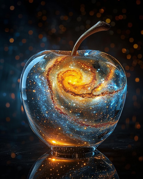 a galaxy that is inside of a apple