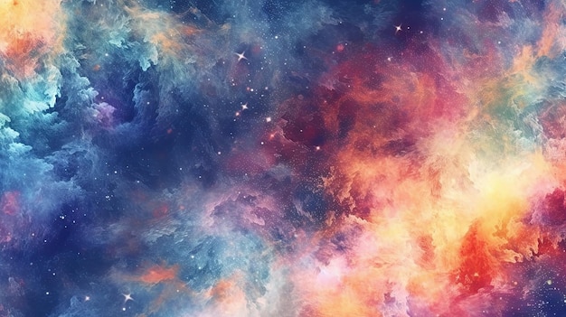 A galaxy themed hand painted watercolor background