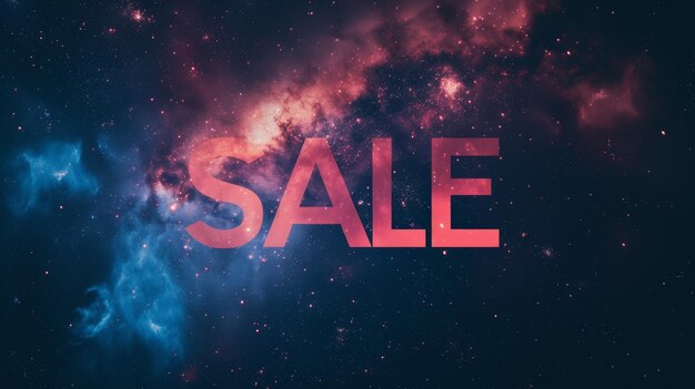 Photo a galaxy themed sale sign ai generated illustration