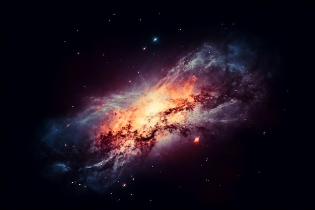 A galaxy with a blue and purple background