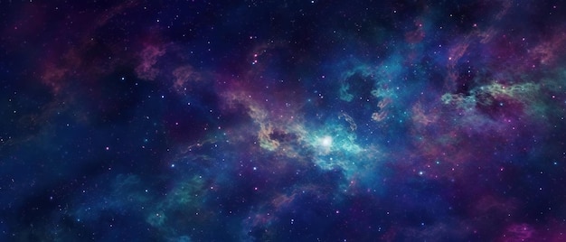 A galaxy with a blue and purple background