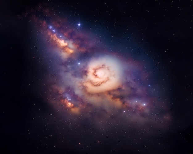 A galaxy with a blue star in the center