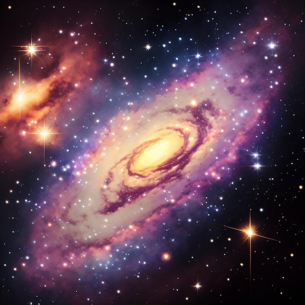 A galaxy with a large spiral galaxy in the center.