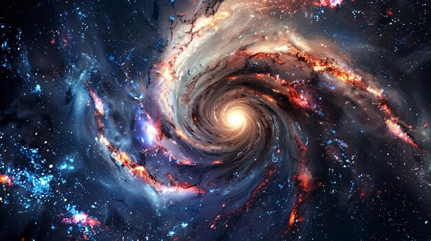 a galaxy with a spiral galaxy in the background