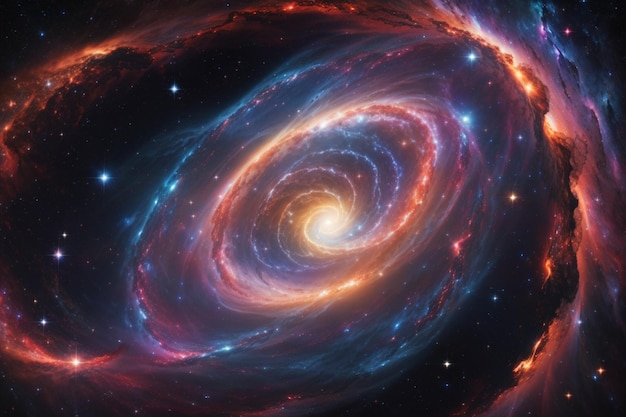 a galaxy with a spiral galaxy in the background