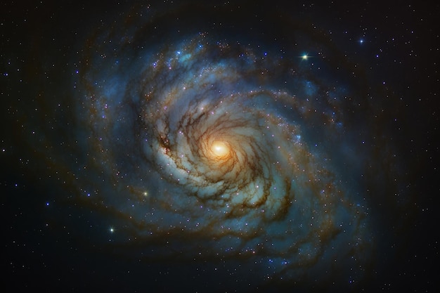 A galaxy with a spiral shape and a dark blue center.