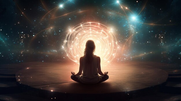 Photo galaxyminded meditation in serene space