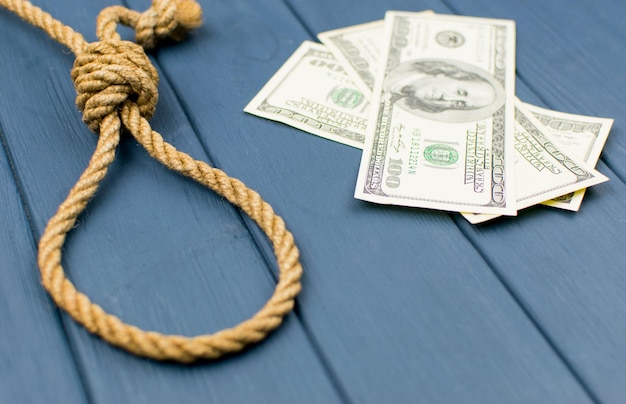 Gallows rope loop The concept of suicide because of money