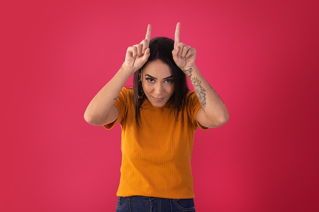 Gama,Distrito Federal, October 16, 2021, young woman in various poses and facial expressions