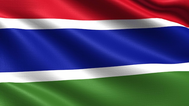 Gambia flag, with waving fabric texture