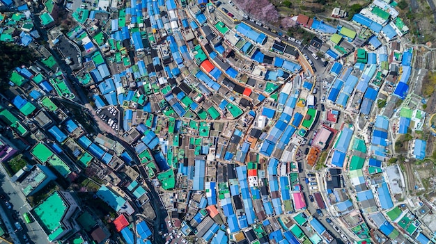 Gamcheon Culture Village Aerial view Colorfull mountain village in Busan City Busan South Korea