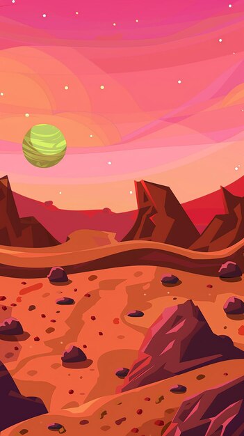 Photo game alien planet landscape with red ground surface