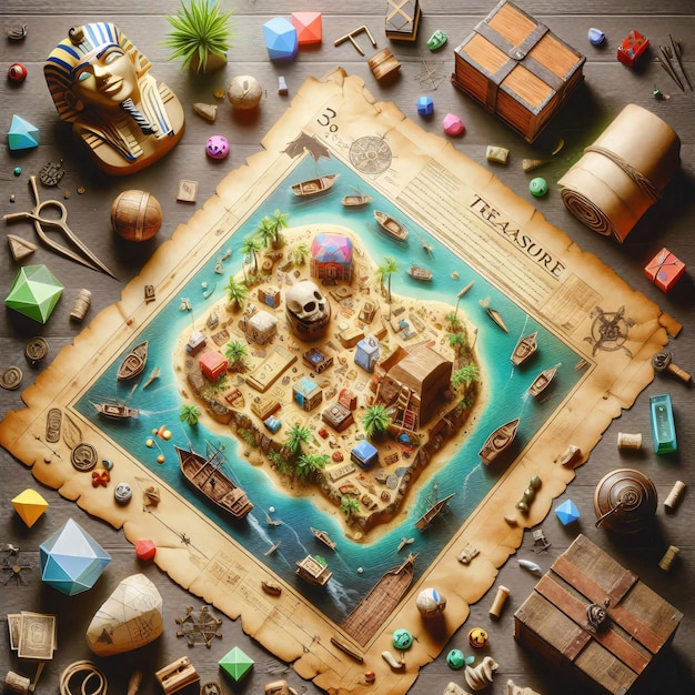 Photo a game board with a map of the castle on it