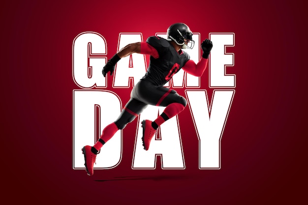 Game day American Football advertising poster template billet sports American soccer playoffs Soccer party in the United States 3D illustration 3D rendering Professional team championship