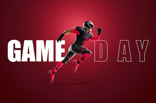 Game day American Football advertising poster template billet sports American soccer playoffs Soccer party in the United States 3D illustration 3D rendering Professional team championship