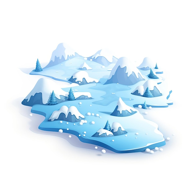 Game icon of snow field snow plain in snowstorm isometric game UI simple cartoonish style hand drawn