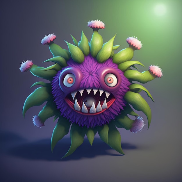 In game single monster design flower shape cartoon style by Generative AI