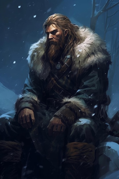 A game of thrones character in a snowy scene