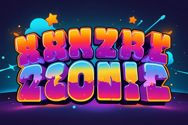 Photo game zone cartoon bold editable text effect