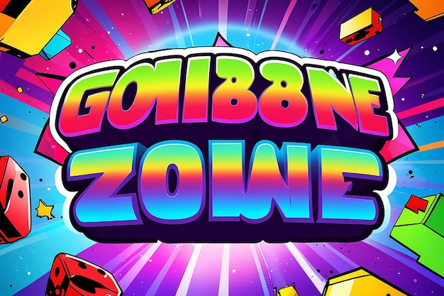 Photo game zone cartoon bold editable text effect