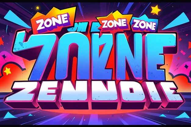 Photo game zone cartoon bold editable text effect