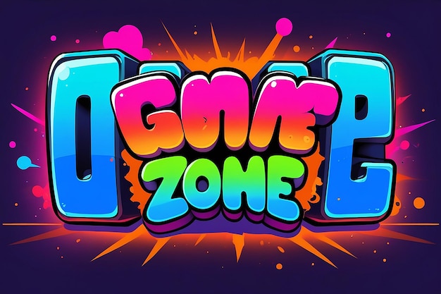 Photo game zone cartoon bold editable text effect