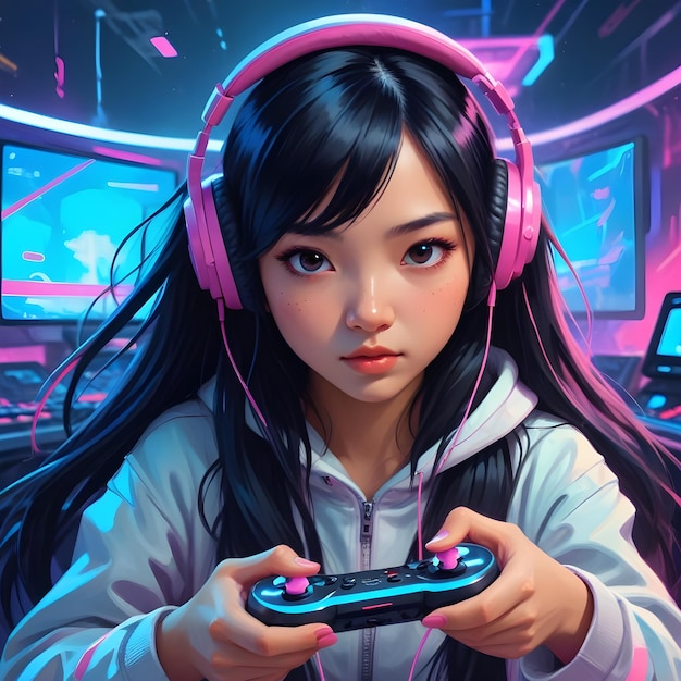 gamer girl with headphones