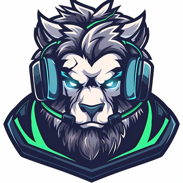 Photo gamer lion mascot logo