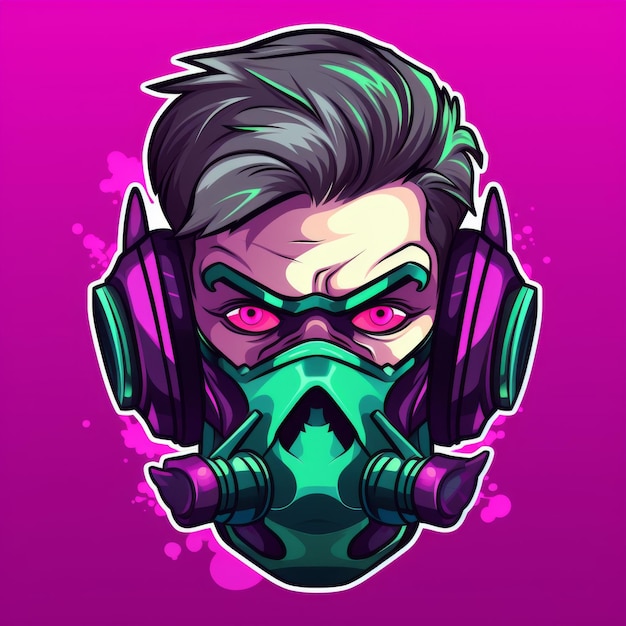 Gamer Mascot Logo Cyberpunk Warrior with Mask and Headphones