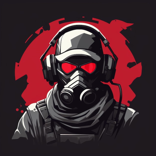 Gamer wearing tactical gear and headphones gaming mascot logo esports team emblem Concept of gaming competition strategy and virtual warfare