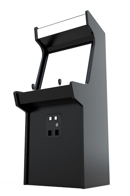 Gaming Arcade Machine with Blank Screen for Your Design on a white background. 3d Rendering.