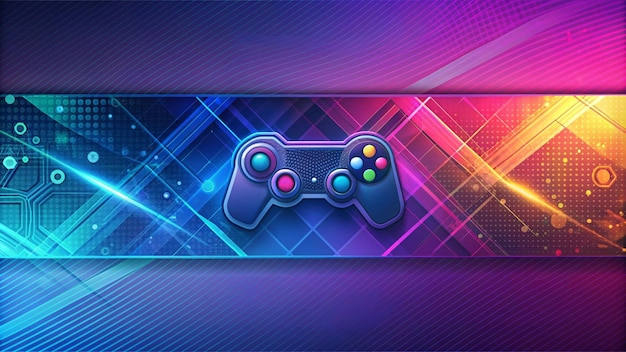 Photo gaming banner design on gradient background