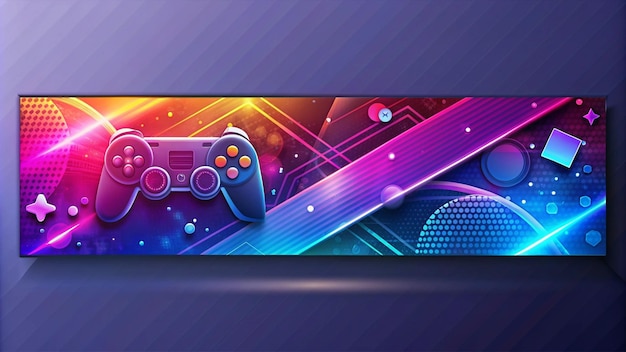 Photo gaming banner design on gradient background