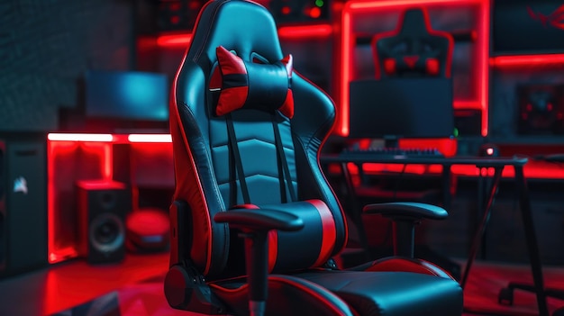 Photo gaming chairs in a dark game room ai generated images