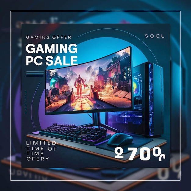 Gaming Computer Black Friday Super Sale Social Media Post Design Template