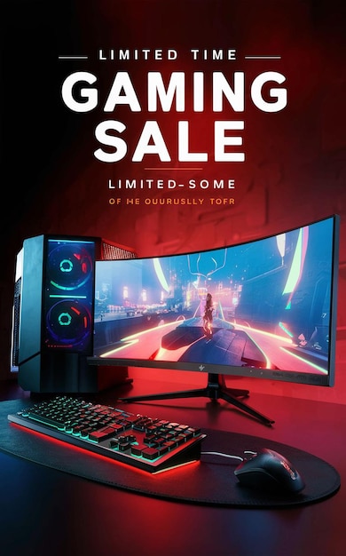 Gaming Computer Black Friday Super Sale Social Media Post Design Template