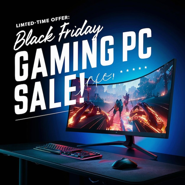 Gaming Computer Black Friday Super Sale Social Media Post Design Template