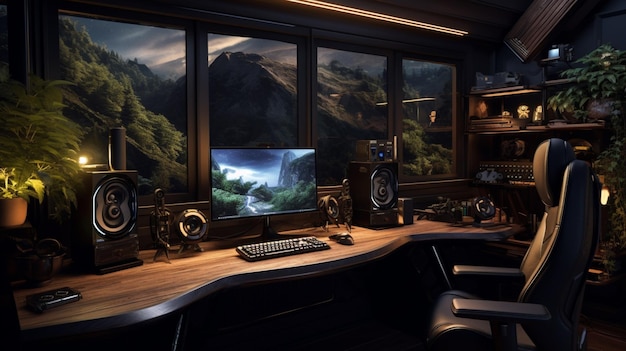 Gaming office room high resolution beautiful image Ai generated art