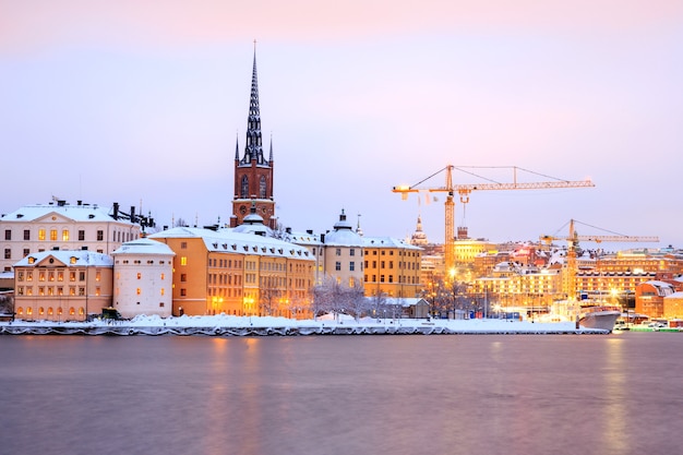 Gamla Stan Old Town Stockholm city at dusk Sweden