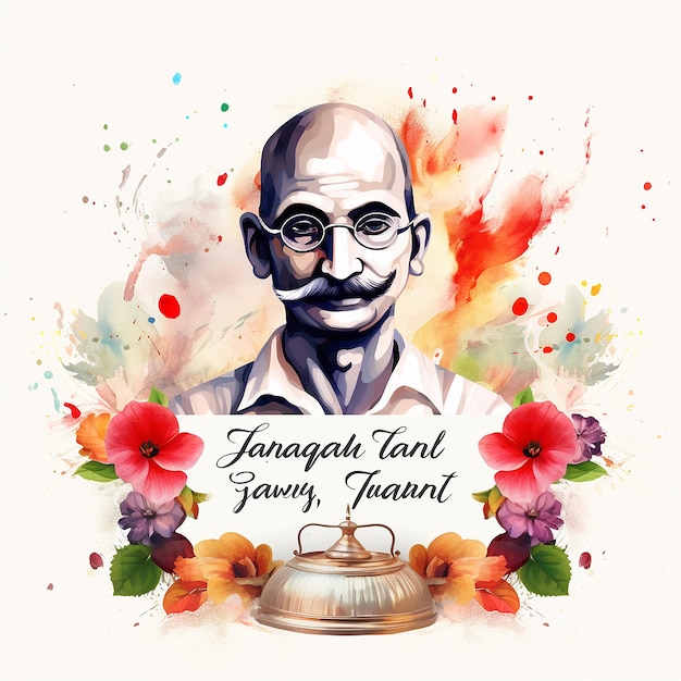 Gandhi jayanti holiday celebration on the 2nd of october social media post in hindi calligraphy