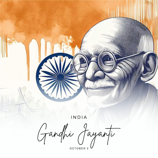 Photo gandhi jayanti india social media post banner poster template