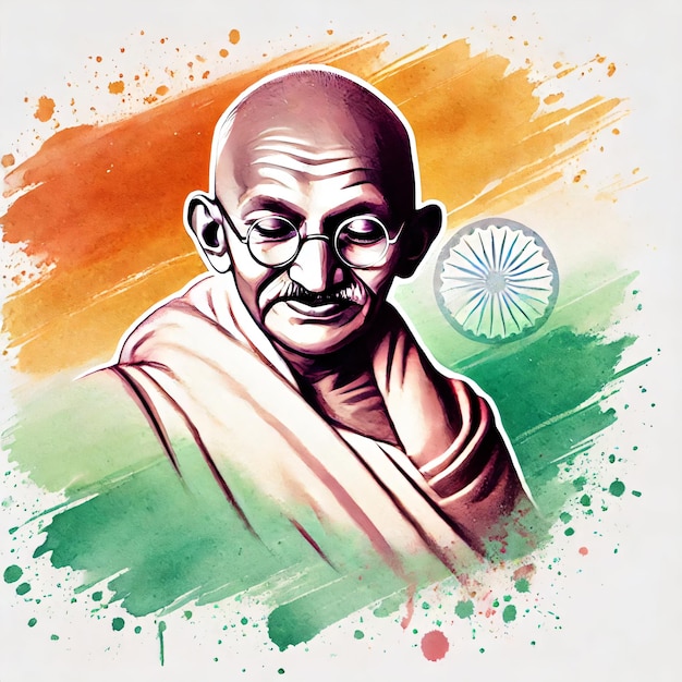 Gandhi Jayanti Social Media Design Mahatma Gandhi Khadi Charkha India TriColor Background