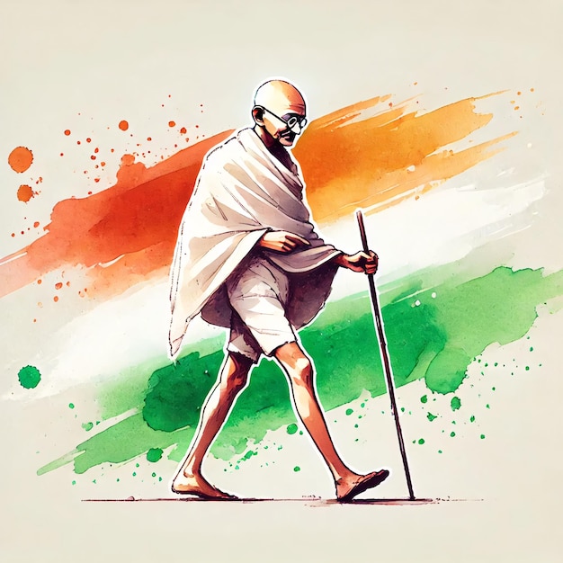 Gandhi Jayanti Social Media Design Mahatma Gandhi Khadi Charkha India TriColor Background