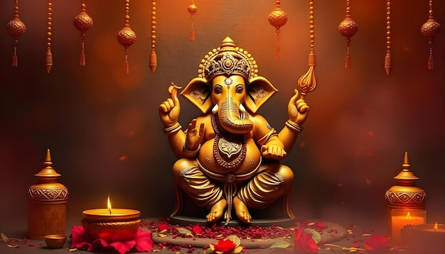 Ganesh Chaturthi Background celebration creative concept Hindu festival