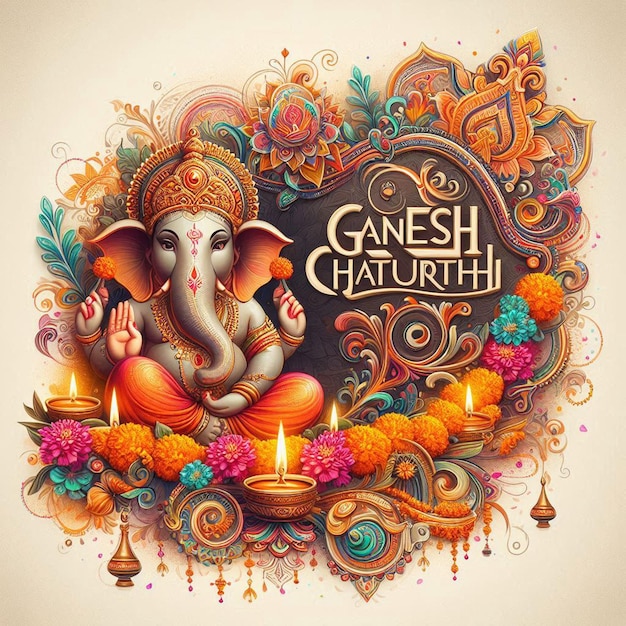 Photo ganesh chaturthi poster ai generative image