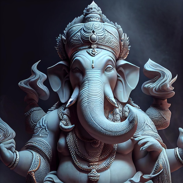 Ganesha god realistic portrait illustration hindu god elephant