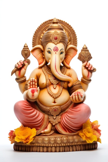 Ganesha Idol against a Pristine White Background