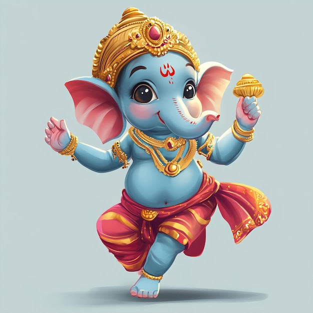 Ganesha The Lord Of Wisdom Cartoon Character 3D Illustration